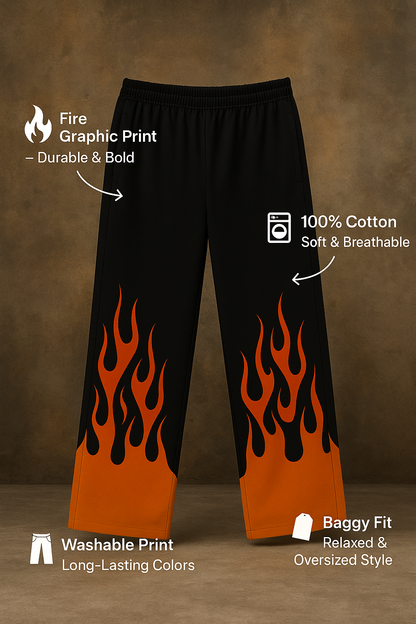 Inferno fire Flame Baggy Pants by ModeGenZ