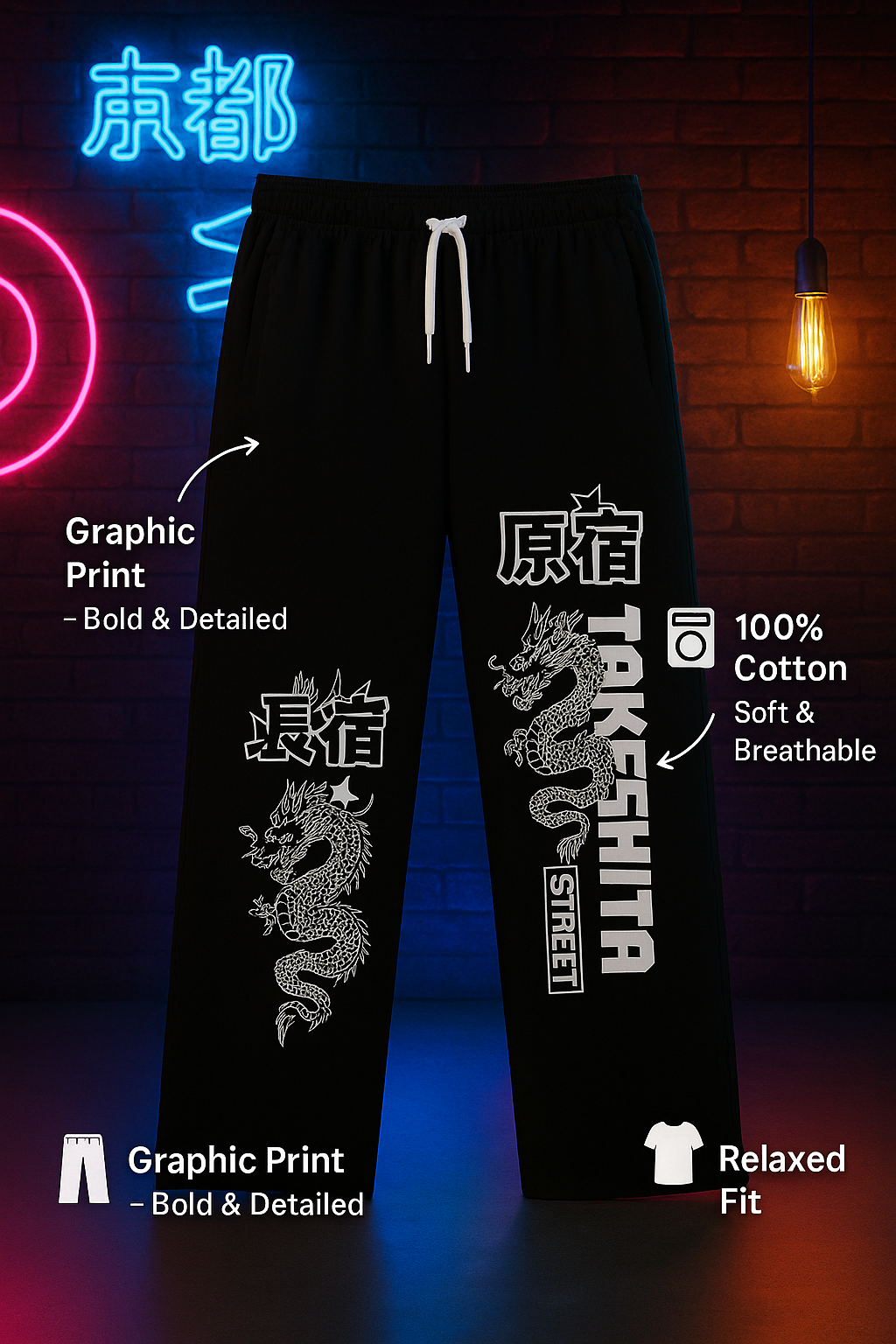 Tokyo Dragon Baggy Pants by ModeGenZ 🐉