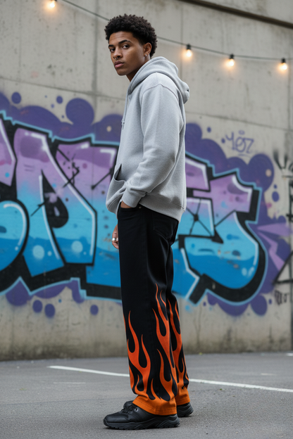 Inferno fire Flame Baggy Pants by ModeGenZ